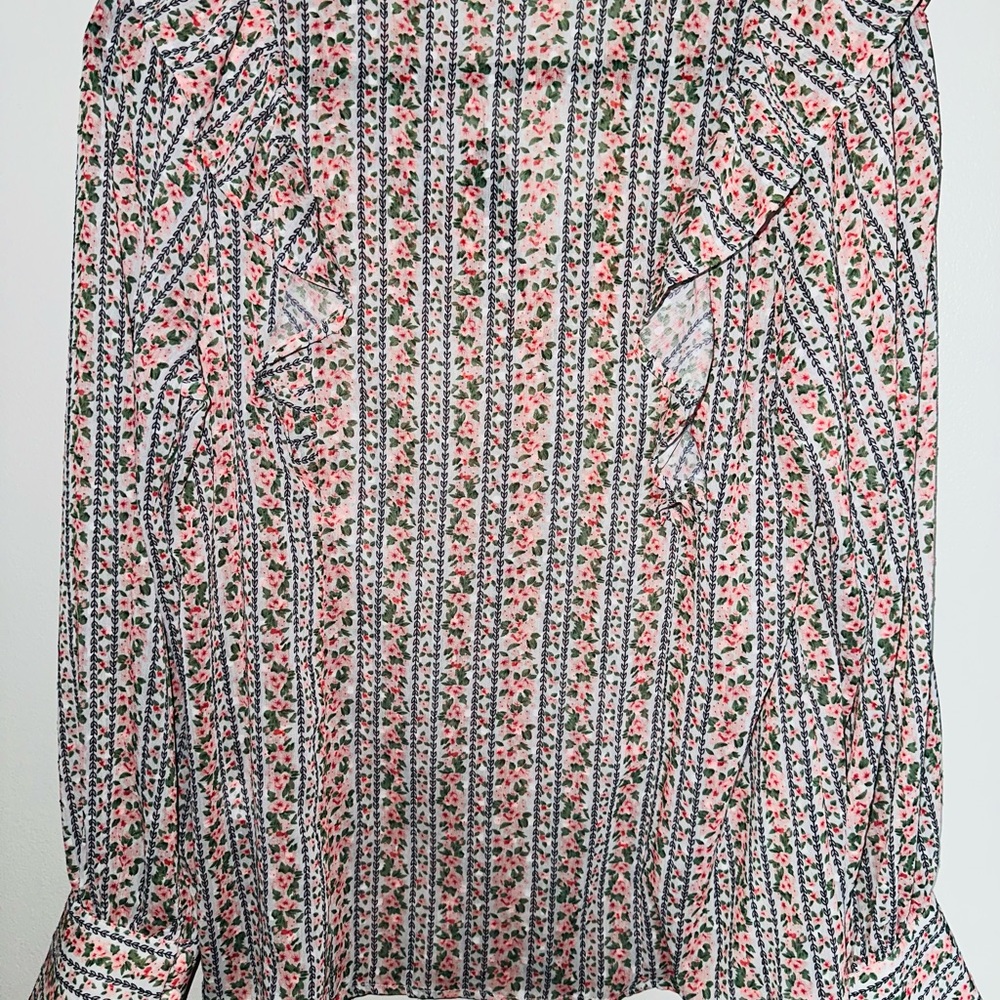 Lulu's Multicolor Floral Striped Blouse - Picture 2 of 6